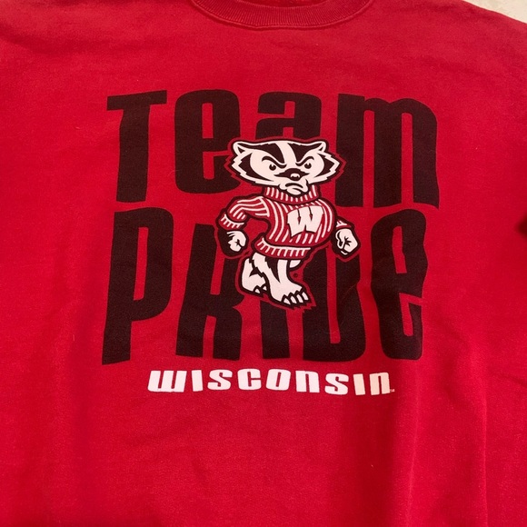 Vintage Jerzees NUBlend Red Wisconsin Badgers “Team Pride” Sweatshirt - XL - Picture 2 of 6